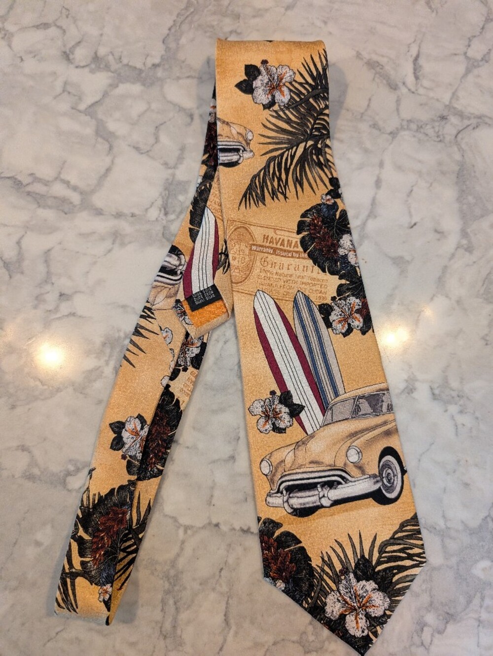 Tango by Max Raab Yellow Hibiscus Tie